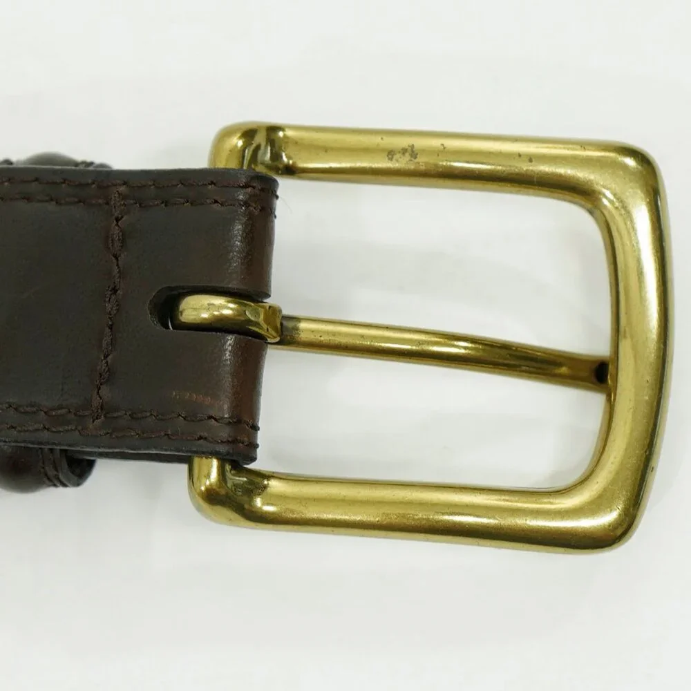 Vintage Brown Leather Brass Buckle Minimalist Tobacco Brown Minimalist Belt